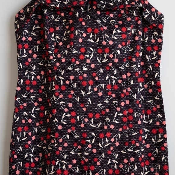 Ann Taylor Loft black with red and pink florals mini dress-2P - Picture 2 of 5